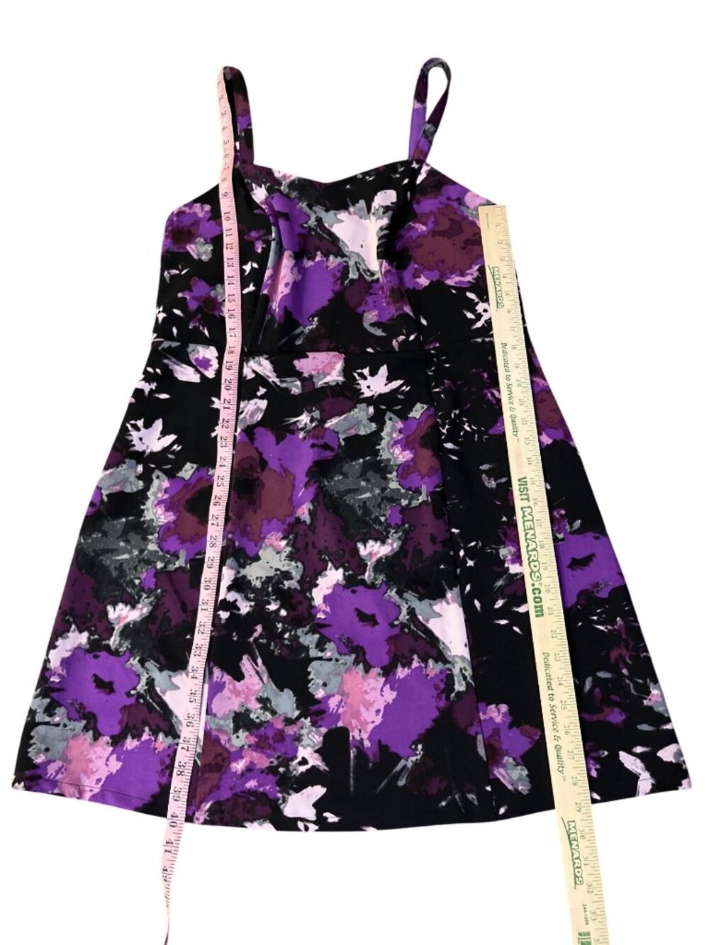 Lane Bryant Floral Dress Womens 16 Purple Black NEW Defects No Belt - Picture 10 of 14